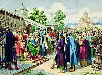 Reading of the Russkaya Pravda for the people in the presence of Grand Prince Yaroslav