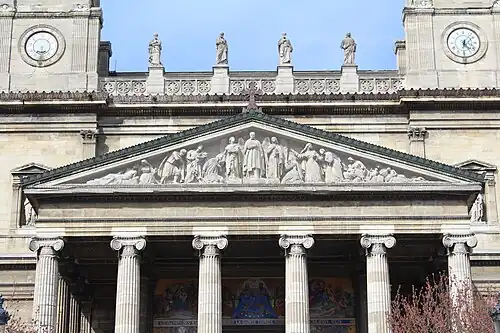Neoclassical pediment of the Church of Saint-Vincent-de-Paul, Paris, by Jacques Ignace Hittorff, 1830–1846[23]
