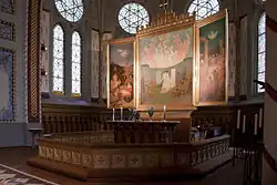 chancel with altar and altarpiece.