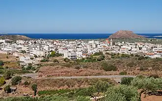 Panorama looking ENE into the Strait of Kasos over the town from some high ground to the west.