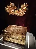 Funerary gold oak crown from the tomb of Philip II of Macedon (r. 359–336&nbsp;BC) in Aegae (Vergina)