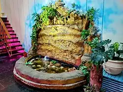 A decorative fountain inside the theatre