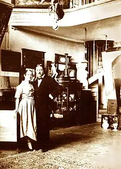 Ilya Mashkov with wife Maria at his workshop