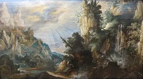 'A Mountainous Landscape with a Waterfall'