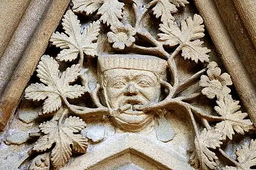 Green Man at Southwell Minster chapter house c. 1300