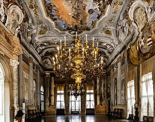 The ballroom, the largest room in the Ca' Rezzonico
