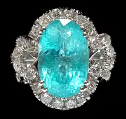 A paraiba tourmaline and diamond ring, in platinum