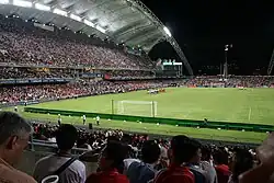A near-capacity crowd watch Liverpool play South China on the first day of the pre-season tournament.