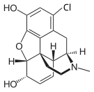 Chemical structure of 1-chlorocodeine.