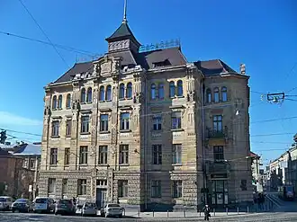 Dnister credit society building in Lviv by Ivan Levynskyi (1905–06)