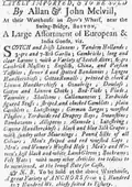 Advertisement for Allan & John Melvill, merchants, Boston, 1758. Allan Melvill was the father of Thomas Melvill