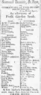 Ad for Brazer & Sons "fresh garden seeds", Market Square, Boston, 1801