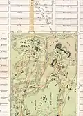 A Detail of an 1868 Map of Central Park including the Harlem Meer (aka Harlem Lake).