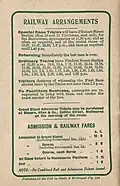 Back cover showing entrance gate and railway charges