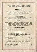 Back cover showing railway and admission charges