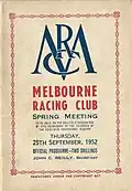1952 VATC Underwood Stakes racebook front cover