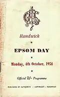 1954 AJC Epsom Handicap racebook front cover