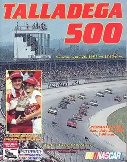 The 1987 Talladega 500 program cover, featuring Bobby Hillin Jr.