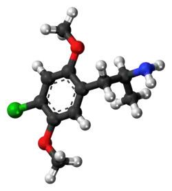Ball-and-stick model of the 2,5-Dimethoxy-4-chloroamphetamine molecule