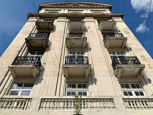 Rosettes on Beaux-Arts balconies of Strada Episcopiei no. 2-4, Bucharest, unknown architect, c.1920