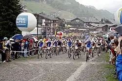 Start of the Men's Elite Cross Country at the 2004 UCI Mountain Bike & Trials World Championships in Les Gets, France