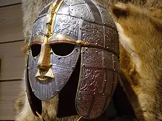 Replica helmet from Sutton Hoo in Suffolk