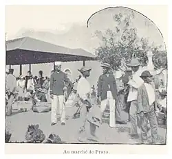 Photo of many people at a market