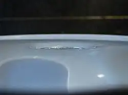 An aluminium coin floats on the surface of the water at 10 °C. Any extra weight would drop the coin to the bottom.