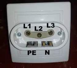 380 V Yugoslavian 5-pin 3-phase wall socket