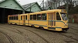 'Classic' tram from Brussels, Belgium with two times two axles