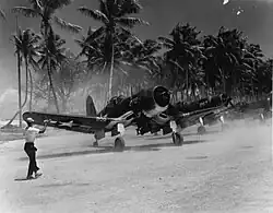 Vought F4U Corsair fighters at Majuro