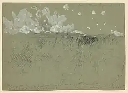 Union Army 9th Corps attacking Fort Mahone aka "Fort Damanation" sketch by Alfred Ward.
