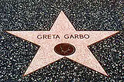 Star shaped tile with Greta Garbo's name
