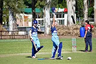 Albertina Galan and Lucia Taylor celebrating after breaking the record of highest score in T20I.