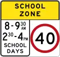 (R4-V105) 40&nbsp;km/h Speed Limit School Zone (used in Victoria)