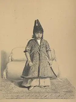 Abbas Mirza Molk-Ara Nayeb-al-saltana in his childhood; Published in 1850[13]