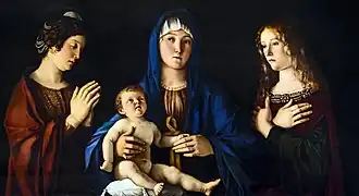 Giovanni Bellini Madonna and Child with Saint Catherine and Saint Mary Magdalene, 58 × 107&nbsp;cm