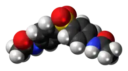 Space-filling model of the acedapsone molecule
