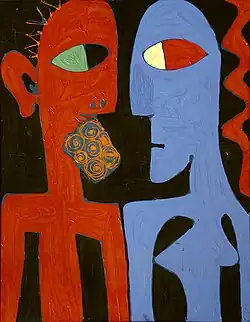 Adam and Eve by Vladimir Sakhnenko, 1979, oil canvas, 75x58