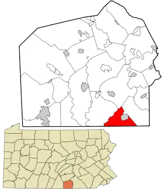 Location in Adams County and the state of Pennsylvania.