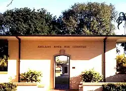Building at entrance to cemetery