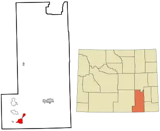 Location in Albany County and the state of Wyoming