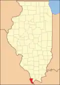Alexander County reduced to its current borders in 1843 with the creation of Pulaski County.