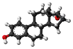 Ball-and-stick model of the alfatradiol molecule