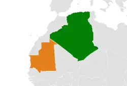 Map indicating locations of Algeria and Mauritania