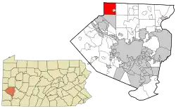 Location in Allegheny County and state of Pennsylvania