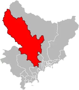 Situation of the canton of Vence in the department of Alpes-Maritimes