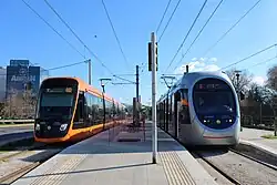 Sirio and Citadis trams at Pikrodafni tram stop