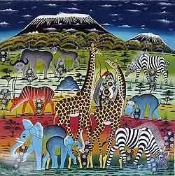 Image 22Tingatinga is one of the most widely represented forms of paintings in Tanzania, Kenya and neighbouring countries. (from Culture of Africa)