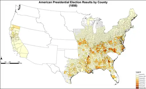 Map of American "Know-Nothing"/Whig presidential election results by county